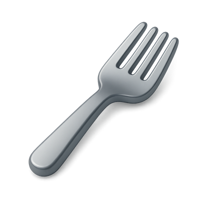Stylish 3D Fork Icon with Isometric Perspective
