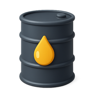 3D Illustration of an Oil Barrel with Drop Icon