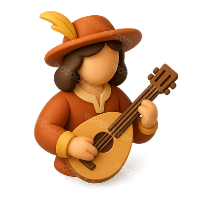 3D Minstrel Musician Icon with Isometric Design