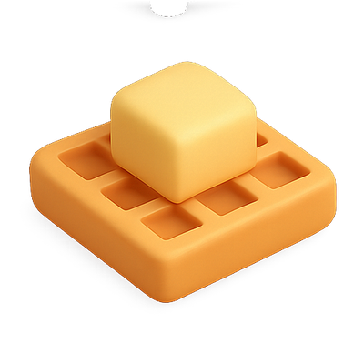 3D Render of a Stylized Waffle with Butter