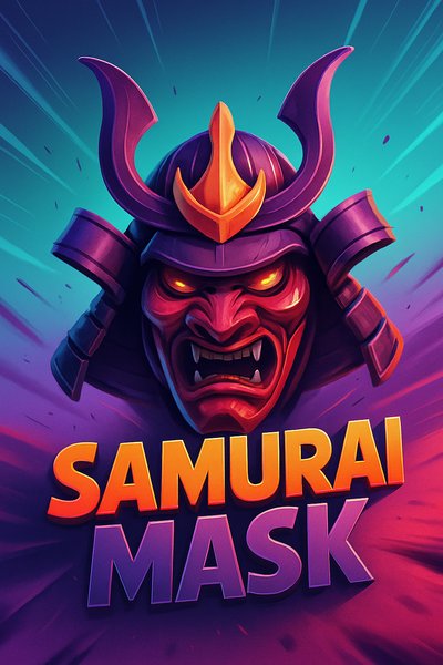 Dynamic Samurai Mask Illustration with Bold Typography