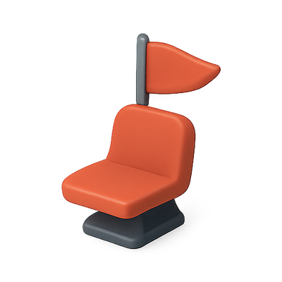 3D Graphic of an Orange Chair with Flag