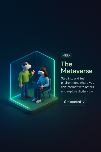 Neon Foggy Scene with 3D Metaverse Elements