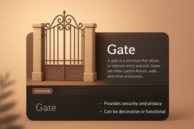 3D Illustration of a Decorative Gate on a Web Page Design