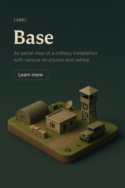 Aerial View of Military Base with Structures and Vehicle