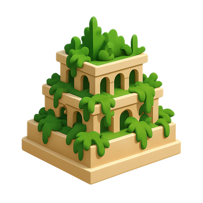 Isometric 3D Icon of Hanging Gardens in Babylon Style