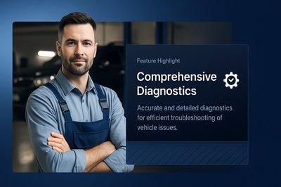Male Auto Mechanic in Modern Garage with Diagnostic Features