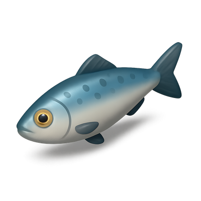 Stylized 3D Sardine Icon with Volumetric Effect