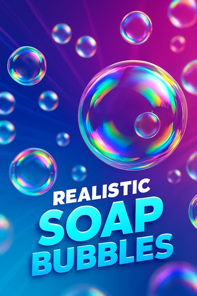 Colorful Realistic Soap Bubbles with Dynamic Reflection