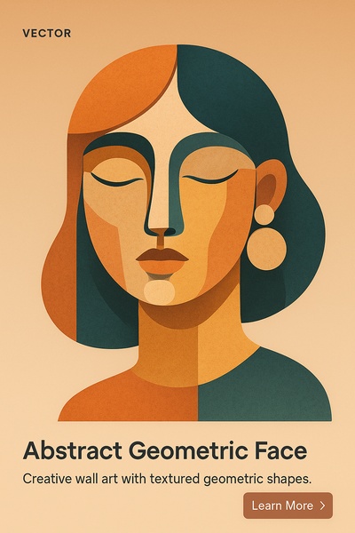 Abstract Geometric Face Art with Creative Shapes and Textures