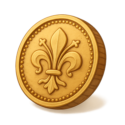 3D Florin Coin Icon with Isometric Design