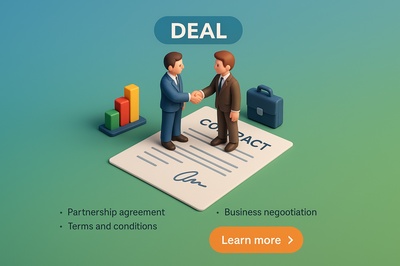 Realistic 3D Scene Depicting Business Deal Negotiation