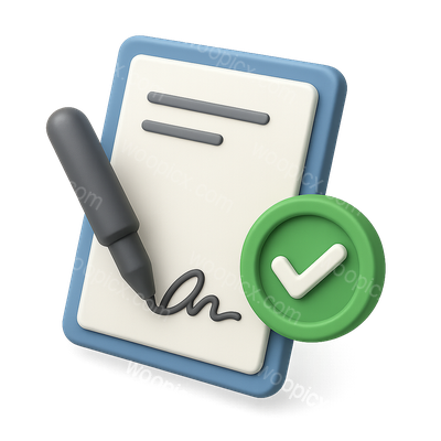 3D Signature Icon for Digital Verification in Isometric View