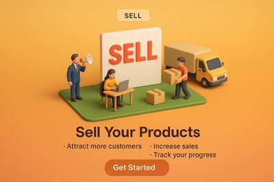 Miniature Scene of Selling Products in a 3D Style