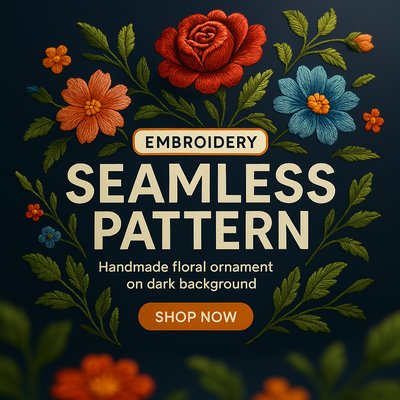 Handmade Floral Seamless Pattern Design for Embroidery