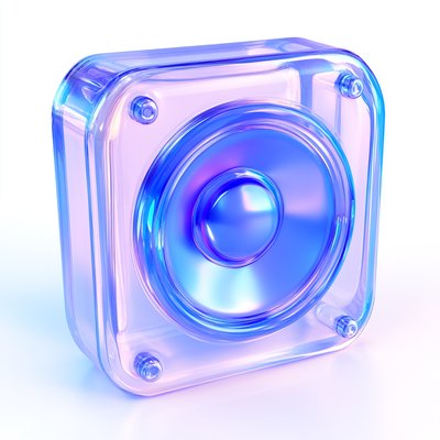 Modern 3D Transparent Speaker Design with Gradient Colors