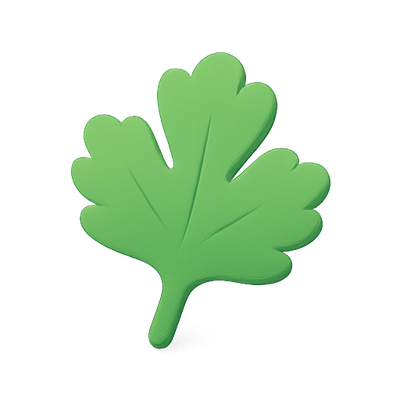 Stylized Green Leaf Icon with Smooth Texture