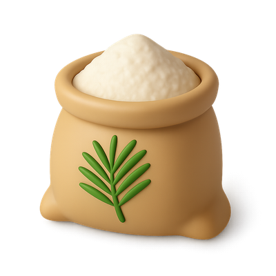 3D Sago Palm Starch Icon with Isometric Design