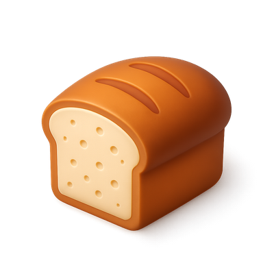 Stylized 3D Bread Icon with Isometric Design