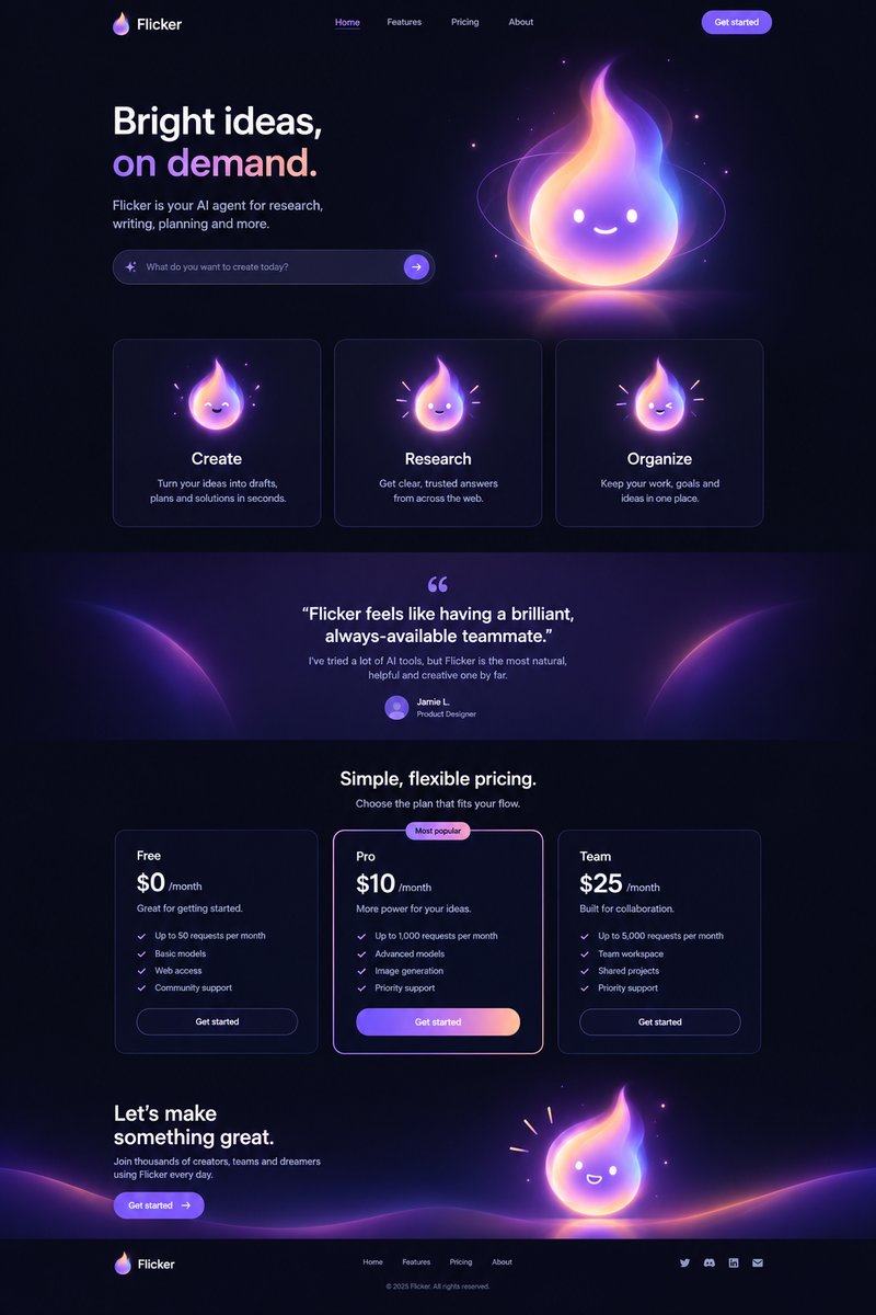 AI agent landing page design