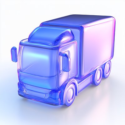 3D Render of a Transparent Truck Model with Gradient Colors