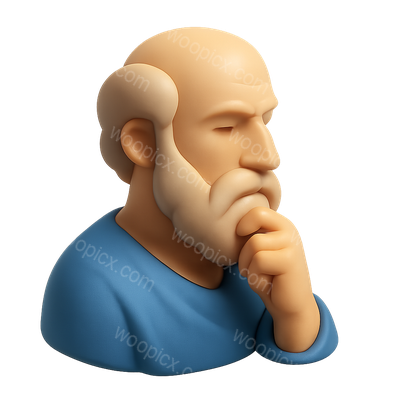 3D Icon of a Philosopher in Thoughtful Pose