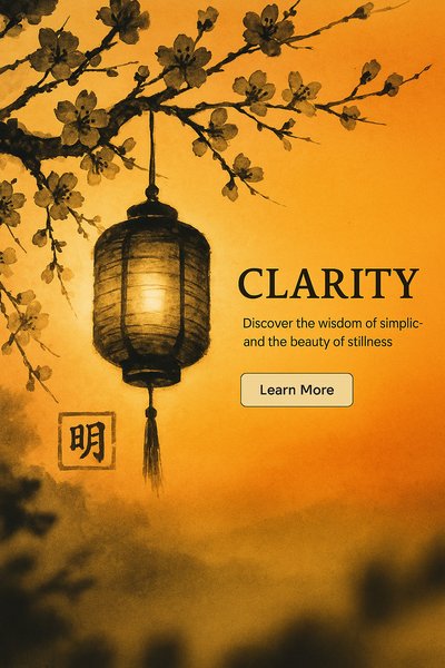 Elegant Asian-Inspired Lantern Artwork Featuring a Serenity Message