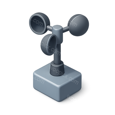 3D Anemometer Icon with Isometric Design