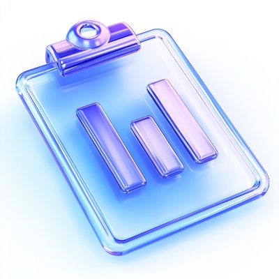 Stylized Clipboard Icon with Bar Graph Representation