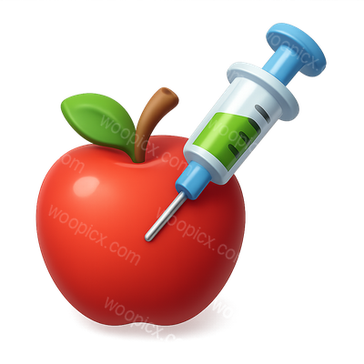 3D Rendered Apple Icon with Syringe Injection