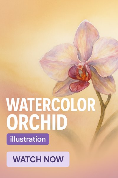 Elegant Watercolor Orchid Illustration with Call-to-Action
