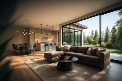 Luxurious Living Room Interior with Open Concept Design