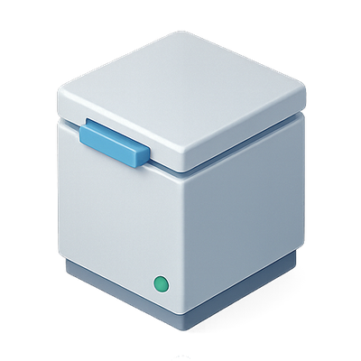 Minimalist 3D Storage Box Icon for Digital Applications