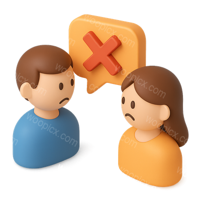3D Icon Illustrating Disagreement Between Two Characters
