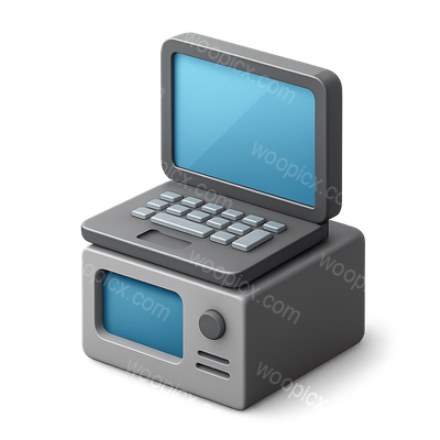 Stylized 3D Hybrid Computer Icon with Isometric Design