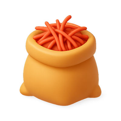 3D Render of a Bag with Orange Noodles