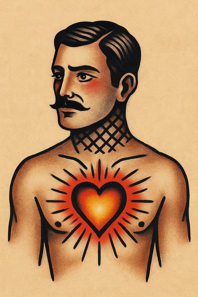 Glowing Heart Tattoo Sketch with Classic Design