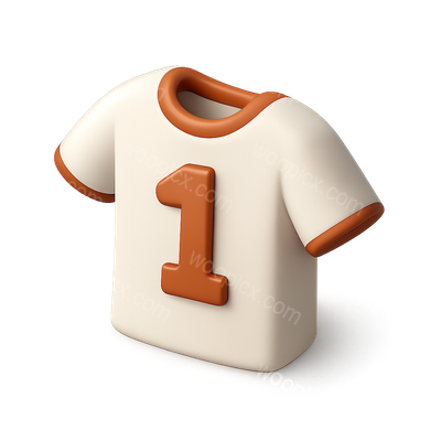 Stylish 3D Icon of a T-Shirt Featuring Number One