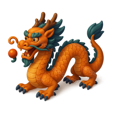 3D Icon of a Ming Dynasty Dragon with Volumetric Details