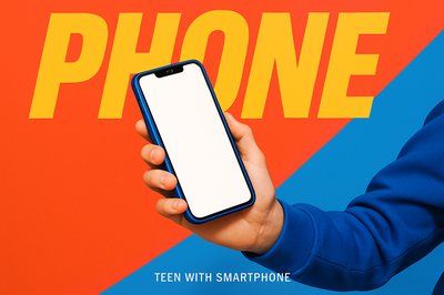 Vibrant Blue Smartphone in Teen's Hand