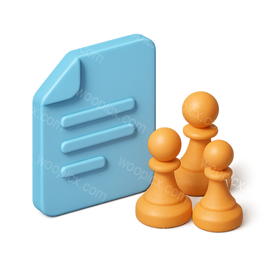 3D Isometric Icon Featuring Game Pieces and Document