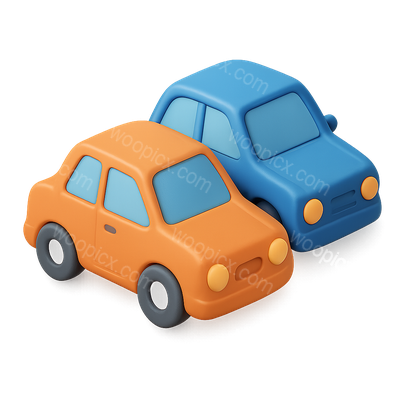 3D Overlapping Cars in Isometric View