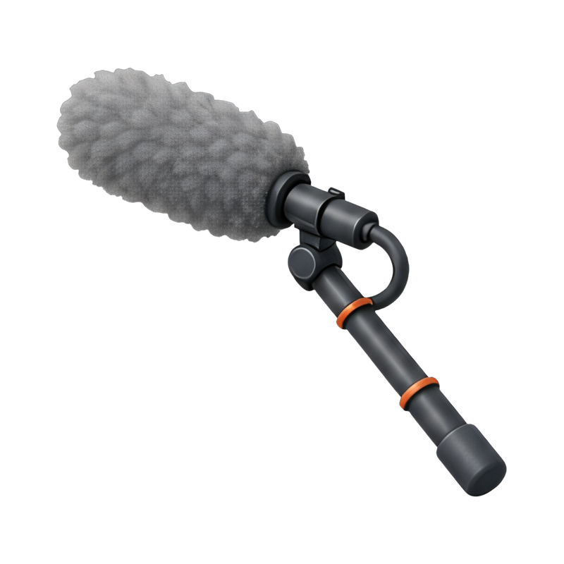 fluffy microphone on boom pole