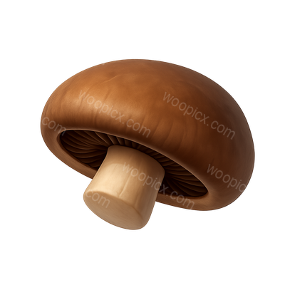 3D Isometric Portobello Mushroom Icon with Volumetric Feel