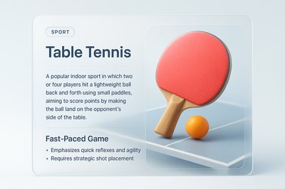 3D Table Tennis Illustration with Transparent Design Elements