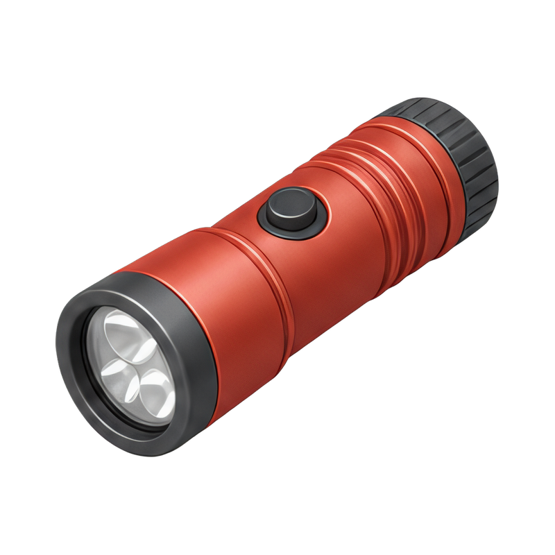 red flashlight in dark sky