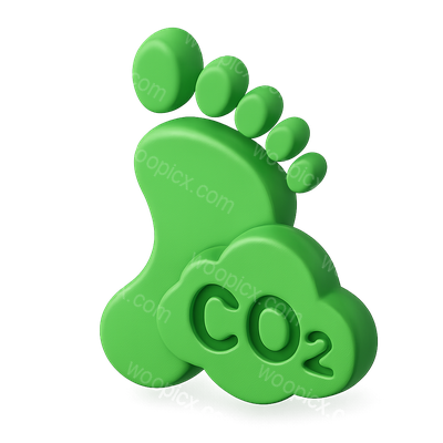 Stylized 3D CO2 Footprint Icon Representation