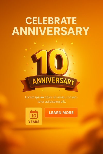 Anniversary Celebration Graphic with Golden Elements