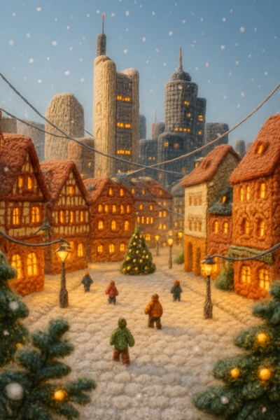 Charming Winter Scene in Frankfurt with Woolen Textures