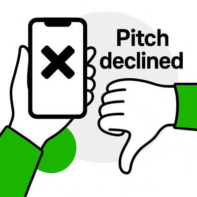 Illustrative Graphic Depicting Pitch Decline with Smartphone and Hand Gesture